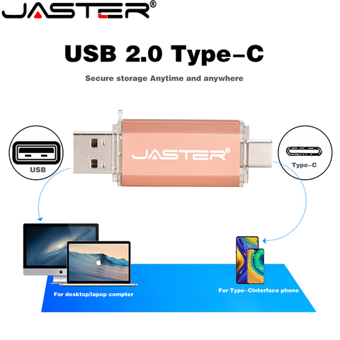 Unidad flash Usb 2,0 y Tipo C Jaster para teléfono inteligente/tableta/PC 4GB 8GB 16GB 32GB 64GB Pendrive de plástico de alta velocidad resistente al agua ► Foto 1/6