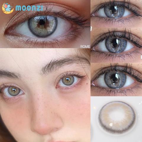 MOONZI Roma gato gris suave lente de contacto pupila pequeña lentes de contacto de color para los ojos anual grados 2 unids/par miopía receta ► Foto 1/6