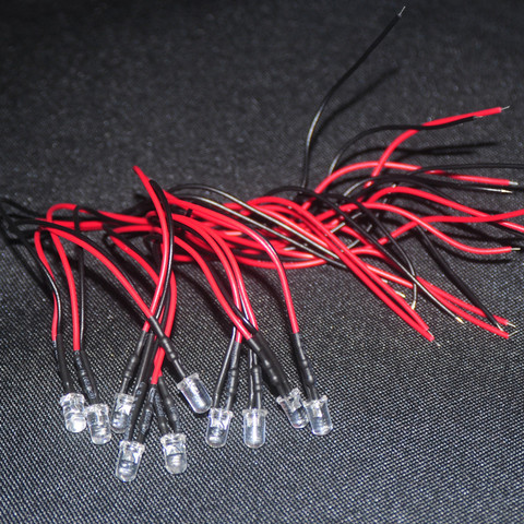 10 piezas 3mm 5mm Flash parpadea diodo LED 12V 20cm de cable blanco rojo verde diodos de emisión de luz UV RGB azul amarillo ► Foto 1/6