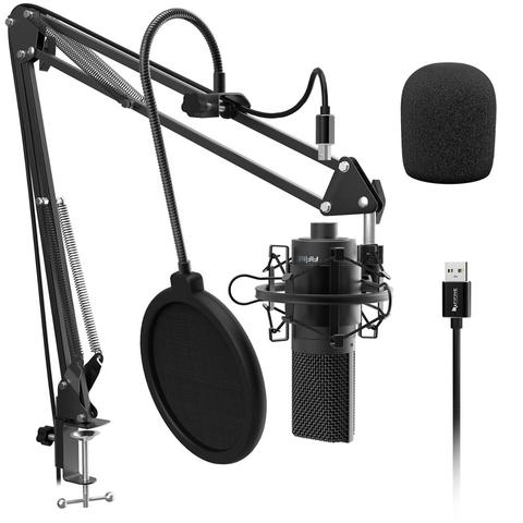 Fifine micrófono condensador USB PC de escritorio con micrófono ajustable soporte de brazo de choque para grabación de estudio vocales voz, YouTube ► Foto 1/6