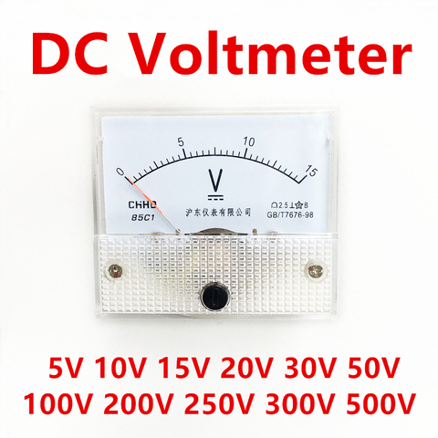 Panel analógico 85C1 CC voltímetro medidor de voltaje mecánico 5V 10V 20V 30V 50V 100V 200V 300V 500V ► Foto 1/6