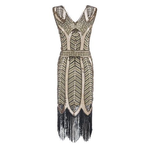 Vestido de fiesta de talla grande para mujer, moda 1920s, Flapper, Vintage, gran Gatsby, quadcopter, flecos, 20s ► Foto 1/6