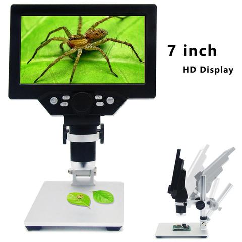 Microscopio electrónico Digital con Zoom continuo G1200, pantalla LCD HD de 7 pulgadas, portátil, cámara multiángulo ► Foto 1/6