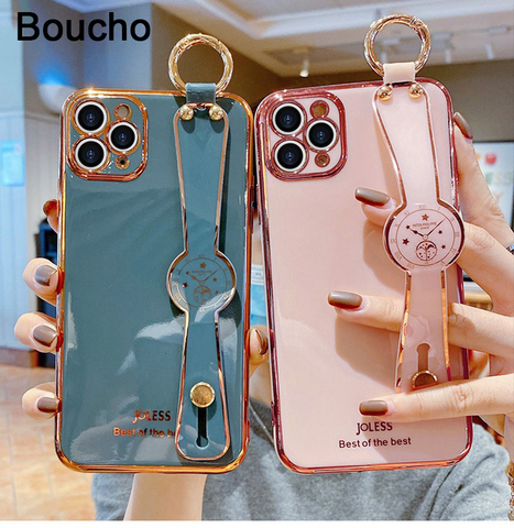 Funda de teléfono con correa de muñeca galvanizada, para iphone 12, Mini, 12 Pro, MAX, 11Pro, XS, XR, X, SE, 6, 6s, 7, 8 plus, Phnom Penh ► Foto 1/6