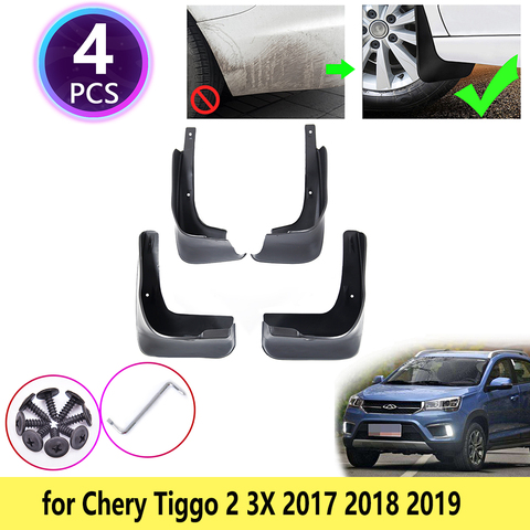 Protector de guardabarros para coche, accesorios de rueda trasera y delantera, para Chery Tiggo 2 3X 2017 2022, 4 Uds. ► Foto 1/6