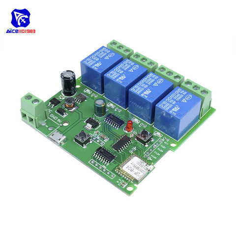 Diymore-interruptor inteligente RF de 4 canales, módulo de relé CC de 7-32V, WiFi inalámbrico, relé de retardo, cambio de aplicación, Control remoto para hogar inteligente ► Foto 1/6