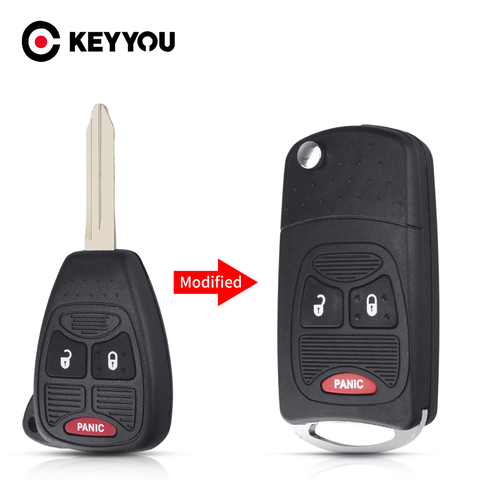 KEYYOU-carcasa de la llave a distancia del coche, para Chrysler, para Dodge Ram 1500, calibre Nitro Ram 2500 Ram 3500 Fob 3 botones modificado ► Foto 1/6