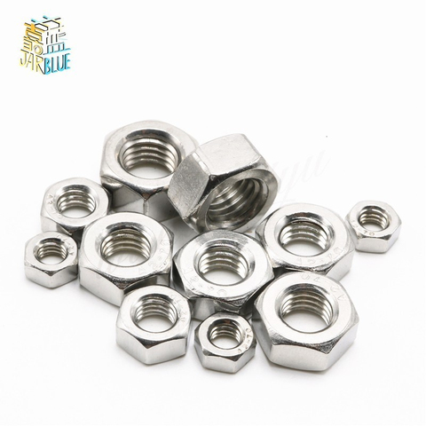 1/50/100 Uds A2 hexagonal de acero inoxidable 304 tuerca hexagonal para M1 M1.2 M1.4 M1.6 M2 M2.5 M3 M4 M5 M6 M8 M10 M12 M16 M20 M24 tornillo ► Foto 1/2