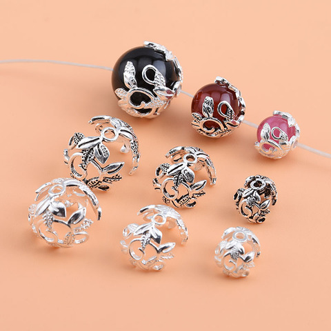 Accesorios para pulsera de plata de ley S925, accesorios para pulsera DIY, Retro, todo incluido, Plata Lisa, bolso de flores ► Foto 1/5