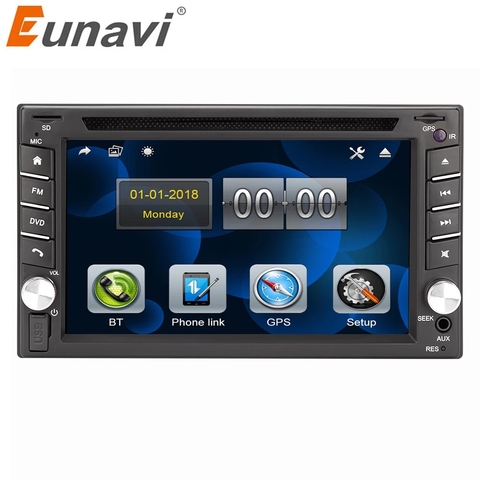 Eunavi coche universal Radio doble 2 din reproductor de DVD del coche de navegación GPS en dash 2din coche PC estéreo unidad de cabeza de vídeo de la cámara ► Foto 1/6