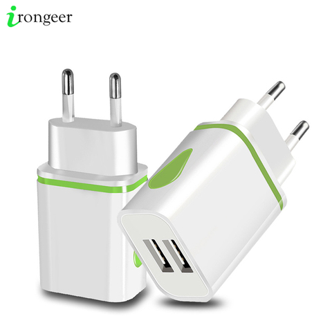 Cargador USB Dual de 2 puertos para móvil, adaptador de pared de viaje de 5V, 2A, luz LED, Cargador usb para iPhone 11 Pro Max Samsung Huawei LG ► Foto 1/6