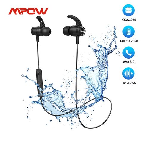 Mpow-auriculares S10 Pro con Bluetooth 5,0, dispositivo de deporte inalámbrico con micrófono, impermeable IPX7, magnético, 14H de tiempo de reproducción, para correr, gimnasio y trabajo ► Foto 1/6