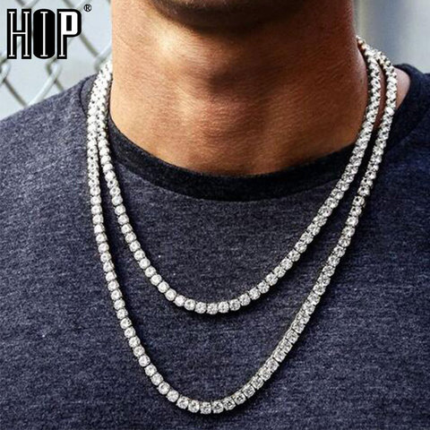 Collar Cadena de tenis con diamantes de imitación para hombre, Gargantilla ostentosa de cristal, estilo Hip Hop, 5MM, 1 fila, envío directo ► Foto 1/6