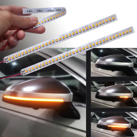2 uds espejo retrovisor para coche lámpara indicadora DRL Streamer Strip señal de giro oscilante lámpara LED fuente de luz de coche intermitentes para coches ► Foto 1/6