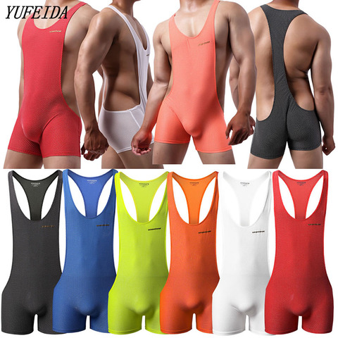 Body Sexy para hombre, ropa interior, pantalones cortos, leotardo, Fitness, lucha libre, mono con tirantes, Gay, suspensorio ► Foto 1/6