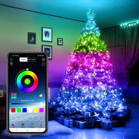 Tira de luces LED USB con Bluetooth, Control por aplicación, lámpara de Hada para exteriores impermeable para decoración de árbol de Navidad ► Foto 1/6