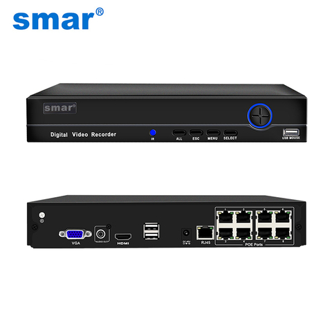 Smar H.265 4CH 8CH NVR POE 48V 1080P HDMI Full HD grabadora de Video en red Sistema de CCTV para POE cámara de seguridad de ONVIF P2P ► Foto 1/6