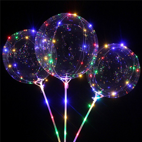 Globo Led con palos luminosos transparente helio claro Bobo globos boda cumpleaños fiesta decoraciones niños globo con luz Led ► Foto 1/6