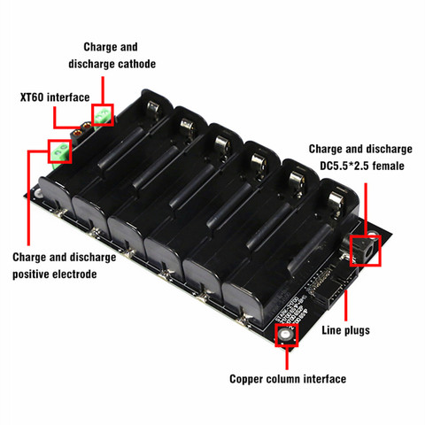 21700 6S 40A BMS batería de 24V 21700 de energía de la pared de la caja de batería balanceador de batería a bordo 16mm/20mm/25mm/30mm/40mm set de bicicleta eléctrica de la batería ► Foto 1/1