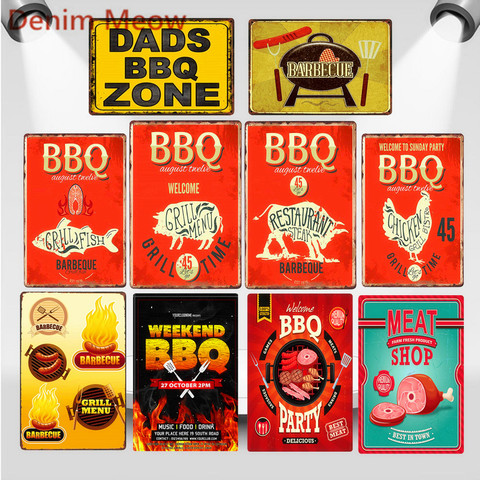 Papá's BBQ Zone-cartel artístico de pared para Bar, Pub, cocina, estampado Retro, señal de Metal, decoración del hogar, WY81 ► Foto 1/6