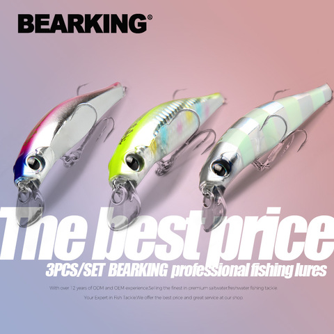 BEARKING-Señuelos de Pesca de 10,5 cm, 16g, 8cm y 8,5g, equipo de pesca, manivela minnow, peso fijo, cebo artificial isca, 3 uds. Por juego ► Foto 1/6