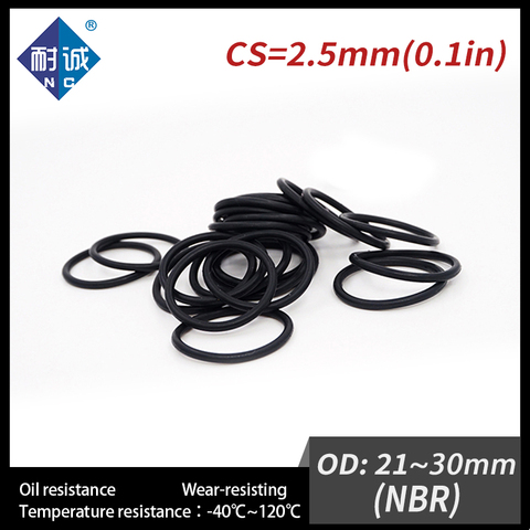 10 unids/lote caucho negro NBR CS2.5mm OD21/22/23/24/25/26/27/28/29/30mm anillo O junta resistente al aceite impermeable ► Foto 1/6