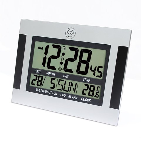 Reloj alarma de pared Digital de escritorio con termómetro y calendario multifunción Silent LCD Digital de pantalla grande despertador electrónico ► Foto 1/6