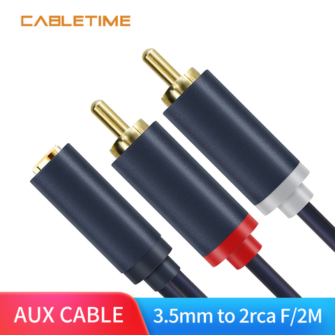 Cabletime Cable auxiliar 3,5mm Jack hembra a 2RCA macho Cable divisor de Audio estéreo adaptador para sistema de sonido VCD Cine en Casa N058 ► Foto 1/1