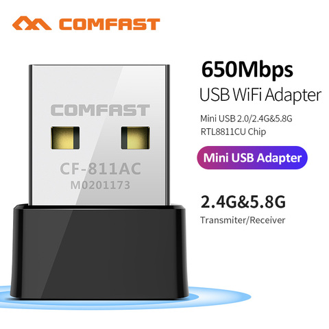 Adaptador Wifi inalámbrico USB de 650Mbps, tarjeta de red de alta velocidad, 2,4G y 5G, RTL8811, antena de doble banda 802.11AC para ordenador portátil y Escritorio ► Foto 1/6