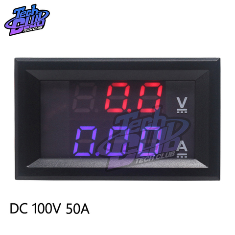 Voltímetro Digital Mini con pantalla LED, amperímetro DC 100V 50A 100A, medidor de corriente de voltios de 0,28 pulgadas, Digital, azul, rojo de doble pantalla ► Foto 1/6