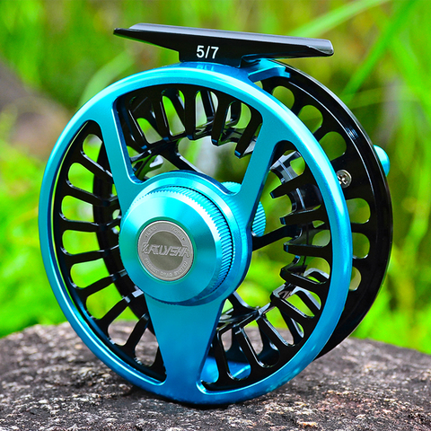 PROBEROS-carrete de pesca con mosca de aluminio, 5/7, 7/9, 9/10, WT, Color azul y negro, máquina CNC, carrete de mosca con mango derecho e izquierdo ► Foto 1/6