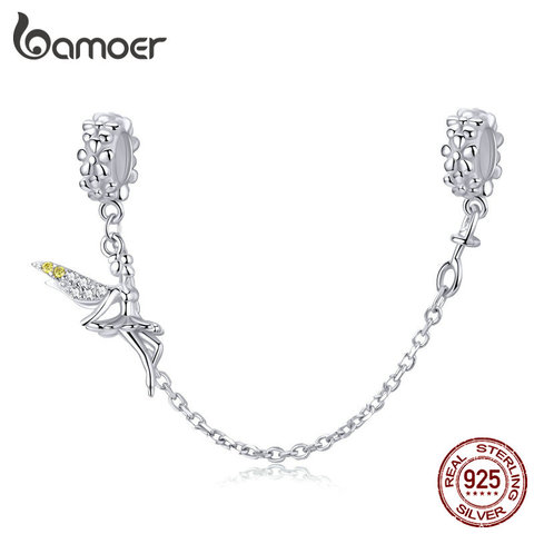 Bamoer-cadena de seguridad con diseño de hada duende, abalorio de silicona para Pulsera Original, joyería europea de Plata de Ley 925 SCC1278 ► Foto 1/6