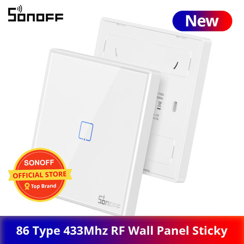 SONOFF-controlador remoto RF tipo 86, Panel de pared adhesivo, 433MHz, RF, 1/2/3 entradas, funciona con SONOFF TX, Wifi, interruptor de pared ► Foto 1/6