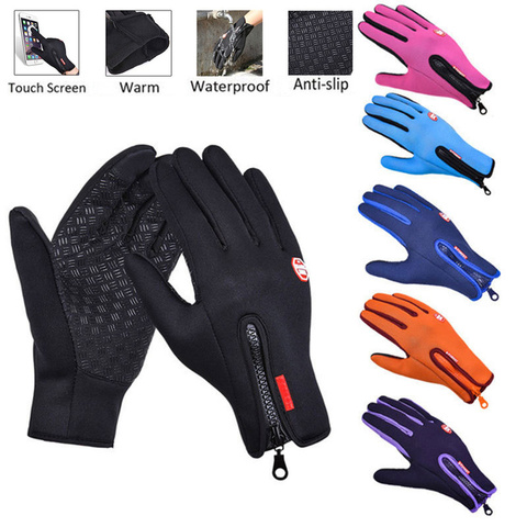 Guantes de Moto con pantalla táctil para invierno, Guantes para deportes al aire libre, cálidos, antideslizantes, impermeables, para hombre y mujer ► Foto 1/6