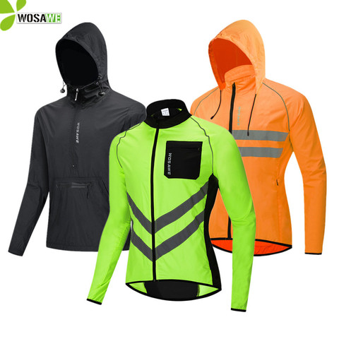 WOSAWE-chaquetas reflectantes para correr para hombre, cortavientos y ligera, impermeables, de alta visibilidad, para deportes de ciclismo ► Foto 1/6