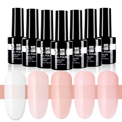 Beautilux 1 pc de larga duración Gel de uñas esmalte Rosa camuflaje blanco lechoso Goma Base abrigo UV Gel uñas diseño de arte 10 ml ► Foto 1/6