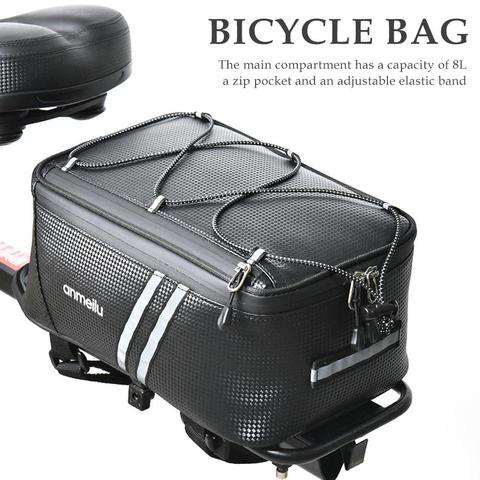 Bolsa de maletero para motocicleta de 8L, bolsa impermeable de PU para maletero de bicicleta, estante de ciclismo, bolsa trasera para bicicleta, accesorios de Marco detrás del asiento ► Foto 1/6