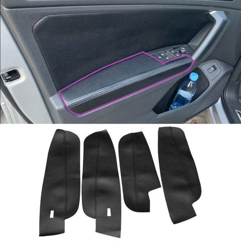 Manija de puerta de cuero de microfibra para VW Tiguan, cubierta de Panel de reposabrazos Interior, embellecedor protector, 2017, 2022, 2022, 4 Uds. ► Foto 1/6