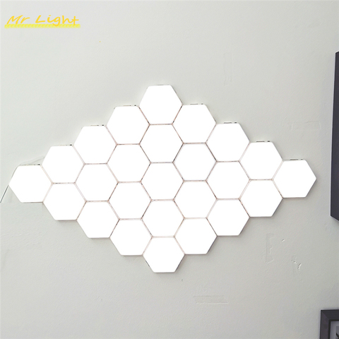 Lámpara de noche táctil magnética cuántica, luces LED hexagonales modulares con Sensor, luminarias para decoración del hogar, dormitorio, interior ► Foto 1/6