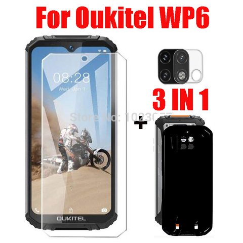 Protector de pantalla 3 en 1 2.5D cristal + funda para Oukitel WP6, vidrio templado para cámara Oukitel WP6 ► Foto 1/6