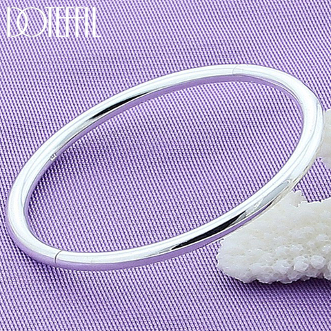 DOTEFFIL-pulsera lisa de Plata de Ley 925 para mujer, brazalete de apertura Lisa para mujer, joyería para fiesta de compromiso ► Foto 1/6