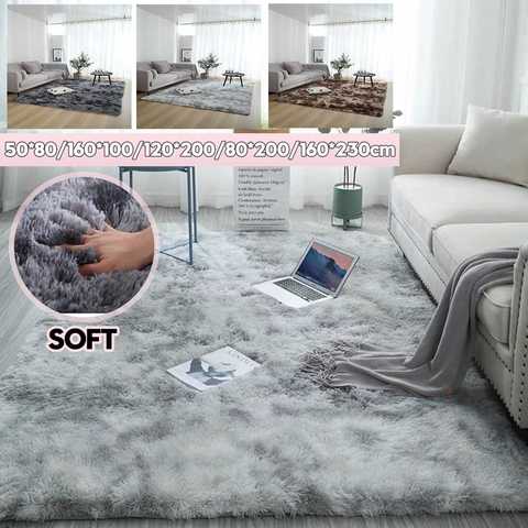 Alfombra de felpa antideslizante para sala de estar y dormitorio, Ultra suave, rectangular, moderna, decoración del hogar, 160cm x 230cm ► Foto 1/6