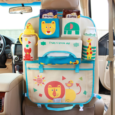 Organizador de asiento trasero de coche con dibujos animados para niños, asiento de seguridad multifunción, bolsa colgante, bolsillo plegable, bonito, Uds. ► Foto 1/6