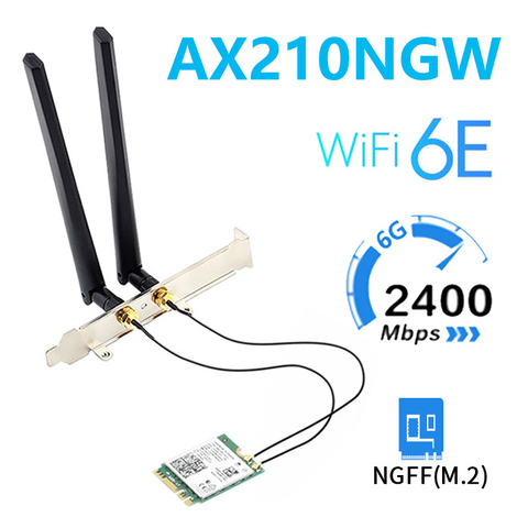 Tarjeta de red inalámbrica para ordenador portátil, tarjeta de red mejorada de Intel AX210NGW 802.11AX AX200, WiFi 6E 5374Mbps, compatible con 6G, Bluetooth 5,2 ► Foto 1/6