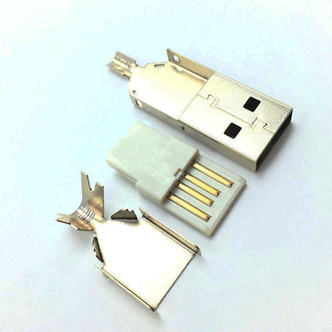 5 Juegos 3 en 1 A tipo USB 2,0 macho conector de enchufes soldadura 2,0 USB puertos de datos de alimentación conectores para reparaciones DIY ► Foto 1/2