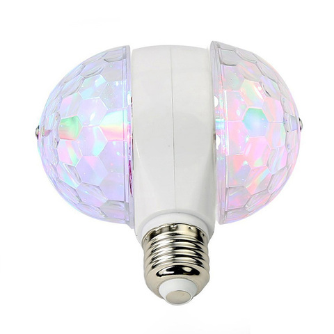 Bombilla estroboscópico LED giratoria E27 de 6W, luz de escenario de cristal Multicolor, lámpara de discoteca de doble cabezal para Halloween, fiesta de Navidad y cumpleaños ► Foto 1/6