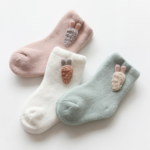 3 par/set caliente calcetines de bebé de invierno lindo suave de otoño recién nacido calcetines de niñas bebé conejito bebé Niño Zapatos calcetines para bebés pequeños ► Foto 1/6