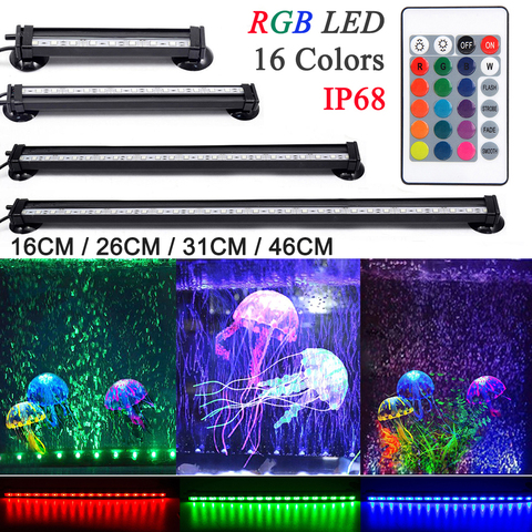 Luz LED de acuario a prueba de agua de Control remoto lámpara de burbujas de aire luz sumergible que hace oxígeno para peces 16-51CM 5050 RGB D30 ► Foto 1/6