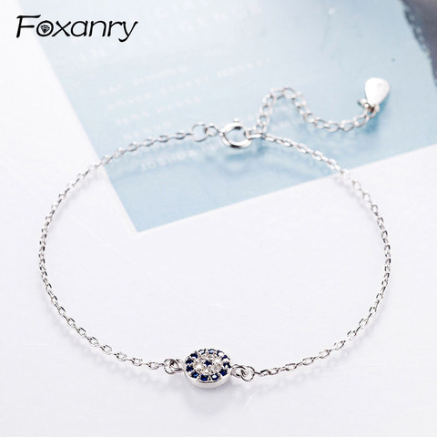 Foxanry Bohemia plata esterlina 925 parejas pulsera romántica creativa pulsera hecha a mano bisutería regalos accesorios de la boda ► Foto 1/5