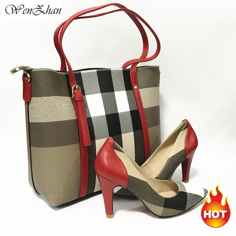 WENZHAN estilo de rayas mujeres zapatos de salón suaves zapatos de Encuentro de las mujeres Bolso grande de mujer punta encantador zapatos de diseñador zapatos con bolsa 36-43 ► Foto 1/6